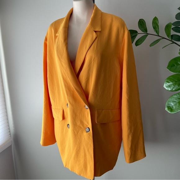Wilfred Cherrelle Blazer Jacket Yellow Double Breasted Oversized Size Large - Picture 3 of 11